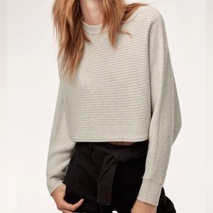 Aritzia Wilfred Free Lolan Cropped Sweater in Heather Birch Gray XS